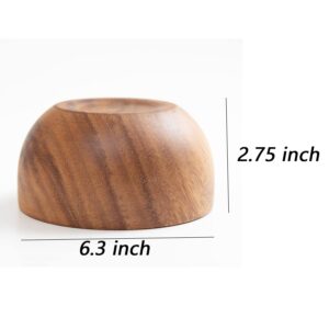 Bufanli Acacia Wood Salad Bowls 6.3 Inches Set of 4 Individual Large Wood Bowl for Cereal Fruits Salads and Decoration