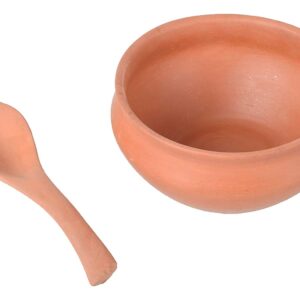 Reusable Clay Bowl Set Handcrafted Terracotta Pottery Clay Soup Bowls 3pc Set (Large, Brown)