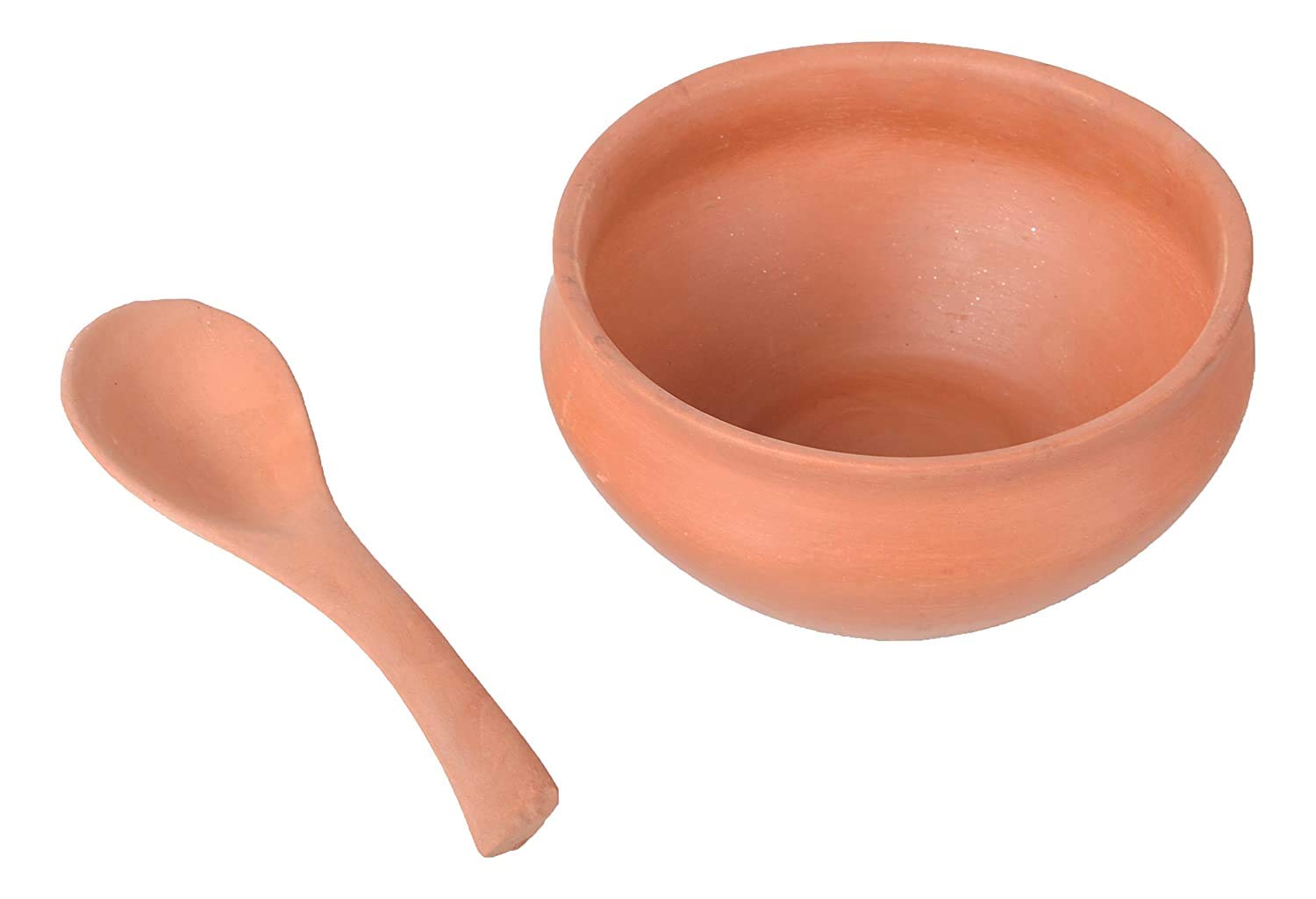 Reusable Clay Bowl Set Handcrafted Terracotta Pottery Clay Soup Bowls 3pc Set (Large, Brown)