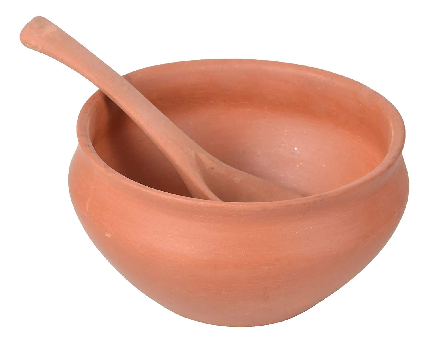 Reusable Clay Bowl Set Handcrafted Terracotta Pottery Clay Soup Bowls 3pc Set (Large, Brown)