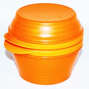 tupperware set of 2 duo bowls with click locking seals 1 and 2 cups orange