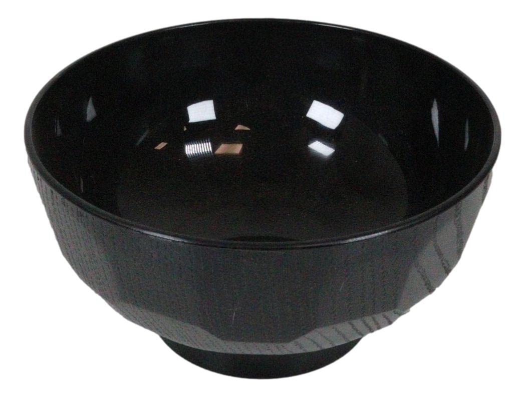 Ebros Gift Japanese Contemporary Black Lacquer Ridged Bowls For Rice Miso Appetizer Soup 4.5" Diameter Made In Japan Decorative Bowl Set of 6 Lacquered Serveware For Restaurants Home Kitchen Gifts