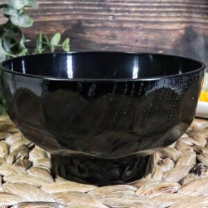 Ebros Gift Japanese Contemporary Black Lacquer Ridged Bowls For Rice Miso Appetizer Soup 4.5" Diameter Made In Japan Decorative Bowl Set of 6 Lacquered Serveware For Restaurants Home Kitchen Gifts