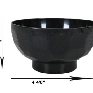 Ebros Gift Japanese Contemporary Black Lacquer Ridged Bowls For Rice Miso Appetizer Soup 4.5" Diameter Made In Japan Decorative Bowl Set of 6 Lacquered Serveware For Restaurants Home Kitchen Gifts