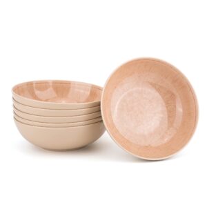 kx-ware 6-piece melamine bowl set, 100% melamine 7.5-inch bowl reactive taupe | indoors and outdoors, camper, break-resistant, rv use