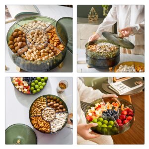 SHERCHPRY Snack Serving Tray with Lid Divided Candy Nut Serving Container Round Appetizer Tray Dried Fruit Storage Box for Home Party