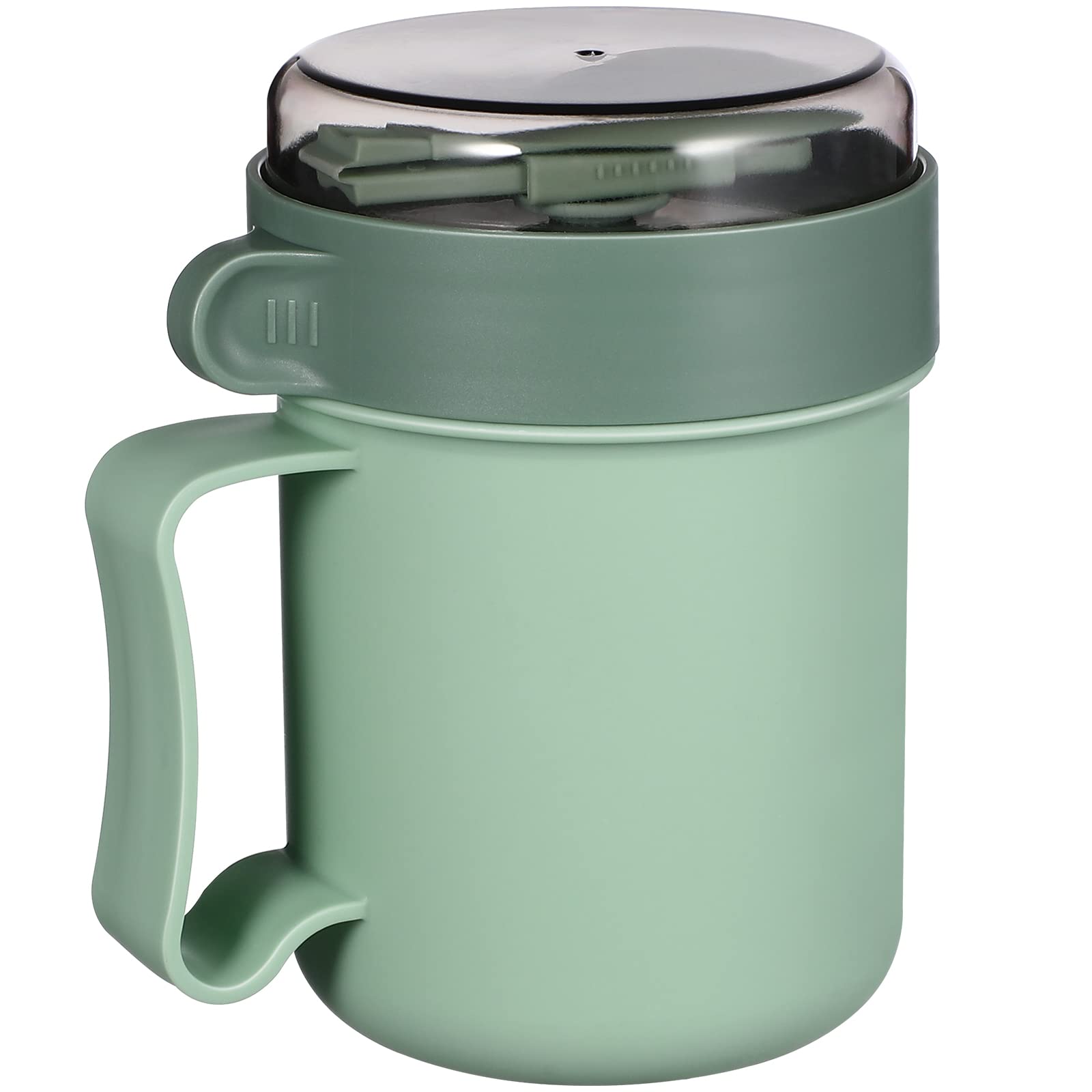 Cabilock Soup Mug with Lid and Spoon Food Flasks Microwave Oven Milk Cup Food Jar Container for Breakfast Soup Noodles Cereal (Green)