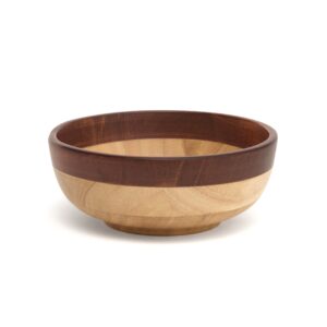 lipper international 2183 rubberwood two-tone bowl for serving fruits, salads, or popcorn, small, 6", single bowl