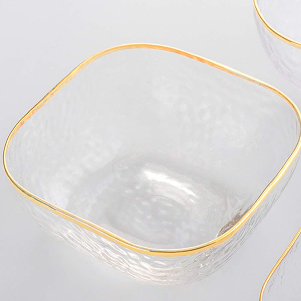 Operitacx Glass Salad Bowls Crystal Candy Serving Bowls 1000ML Fruit Dessert Pasta Snack Container with Golden Trim for Home Restaurants Parties