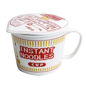 fyueropa ceramic large noodle bowl 27 oz soup bowl with lid (red)