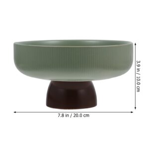 CALLARON Home Decor Footed Ceramic Bowl Vintage Porcelain Pedestals Bowl Decorative Centerpiece Bowl Round Serving Plate for Dried Fruit Candy Snacks Nuts Green Vintage Decor