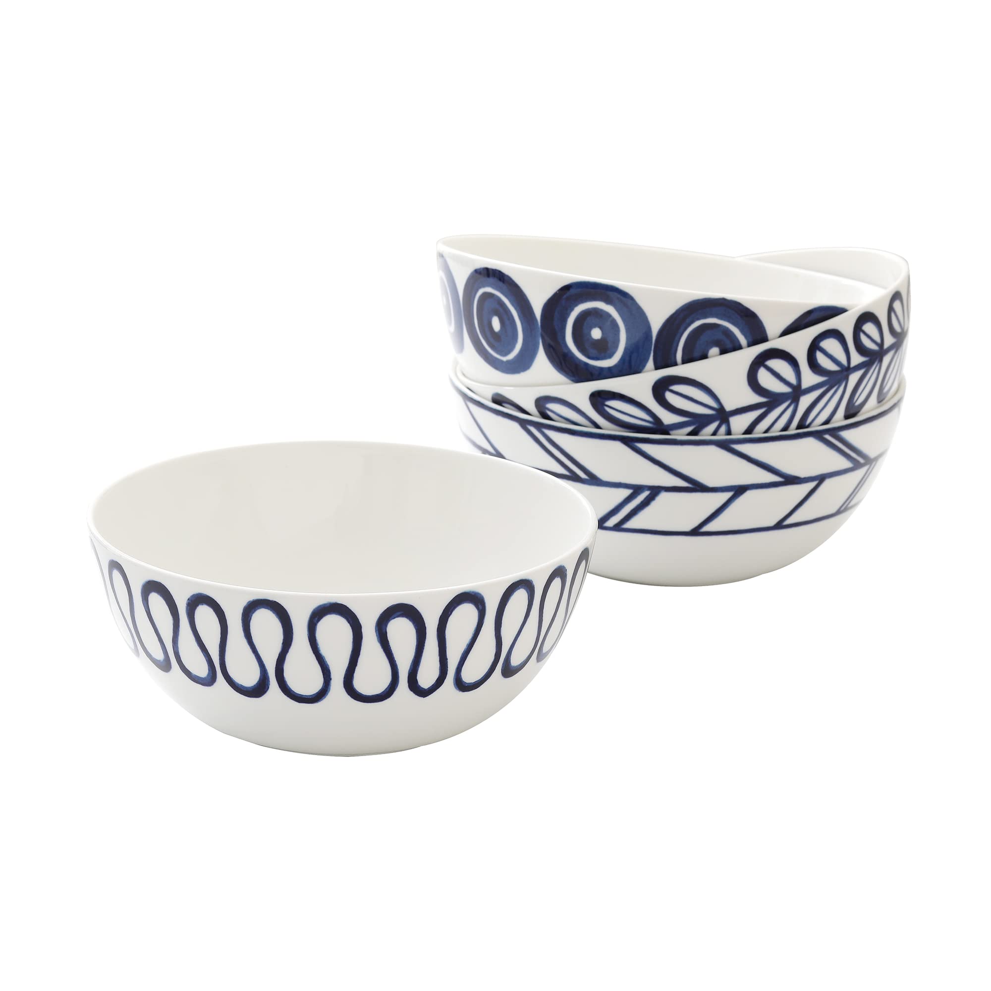 ZEN Scandi Porcelain Noodle Salad Bowls 40oz Set of 4