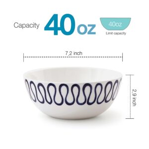 ZEN Scandi Porcelain Noodle Salad Bowls 40oz Set of 4