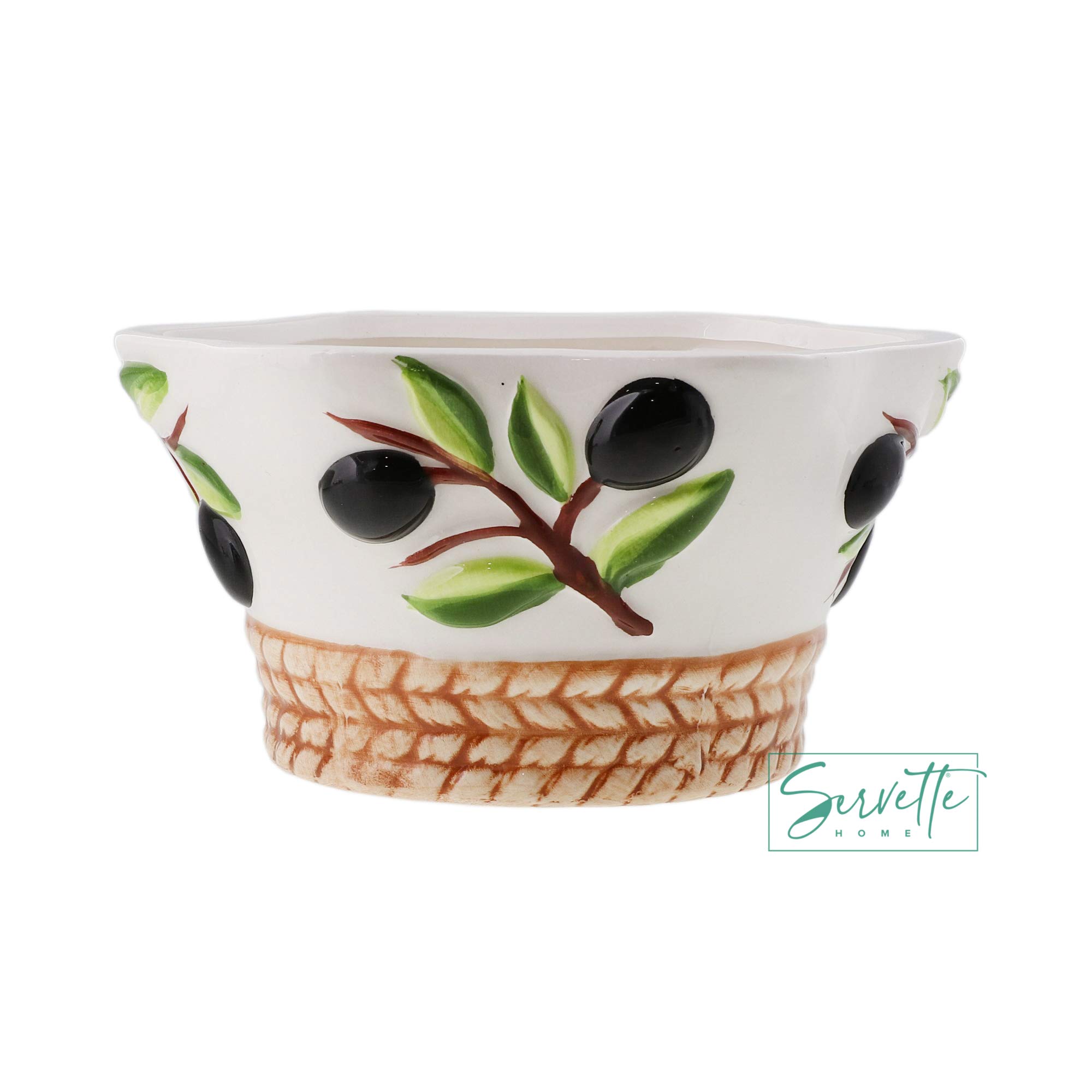 Servette Home Medium Ceramic Olive Salad Bowl 3 Inchs High and 5.75 Inches Wide.