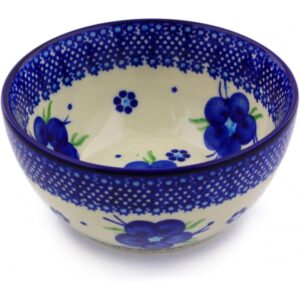 polish pottery bowl 5-inch (bleu-belle fleur)