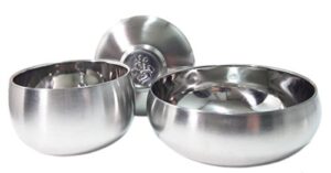 vacuum insulated double wall skin stainless steel round korean traditional rice bowl soup bowl set.metal dinnerware
