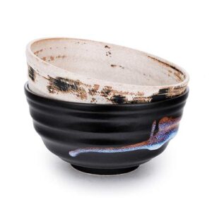 Hinomaru Collection Zen Living Japanese Minoyaki Porcelain 6.25 Inch Noodle Bowls Set of 2 Traditional Earthenware Reactive Glaze Multi Purpose Household Use Restaurant Supply Made in Japan