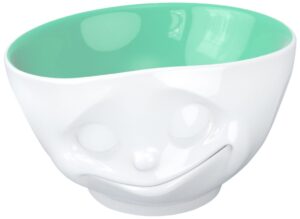 fiftyeight products tassen porcelain bowl, happy face edition, 16 oz. white outside, jade color inside (single bowl) for cereal, soup
