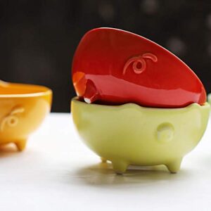 Sizikato 4pcs Cute Pig Shape Ceramic Rice Bowl Fruit Bowl Salad Bowl Snack Bowl for Children. 4 Inches