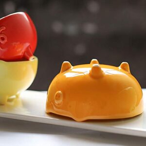 Sizikato 4pcs Cute Pig Shape Ceramic Rice Bowl Fruit Bowl Salad Bowl Snack Bowl for Children. 4 Inches