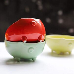 Sizikato 4pcs Cute Pig Shape Ceramic Rice Bowl Fruit Bowl Salad Bowl Snack Bowl for Children. 4 Inches