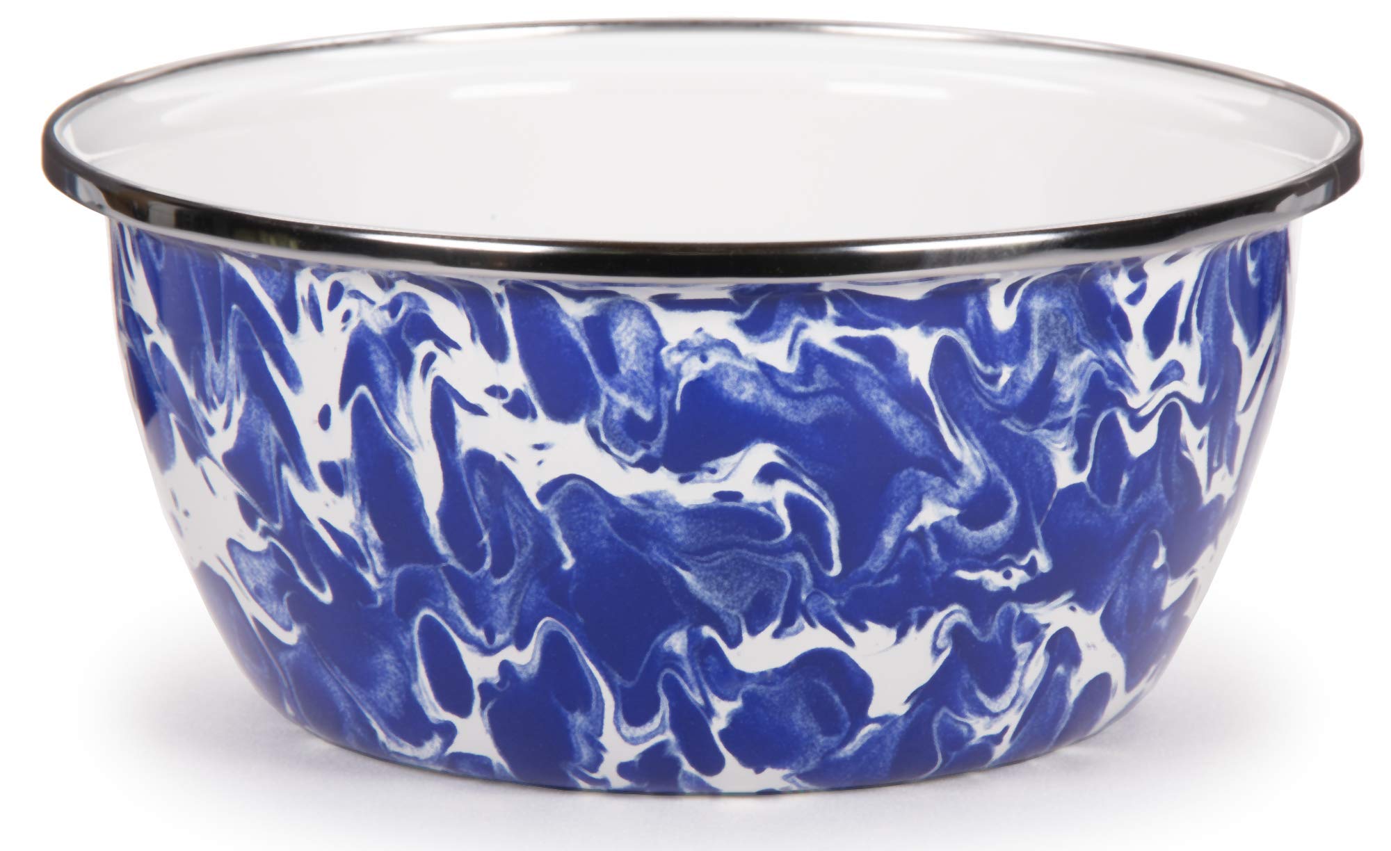 Enamelware - Colbalt Blue Swirl Pattern - 3 Cup Salad Bowl