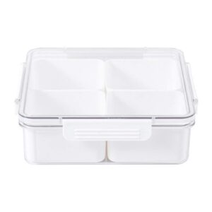 yardwe sealed box with lid，1pc reusable snack container with 4 compartment dispenser and lid,plastic organizer(square tray)