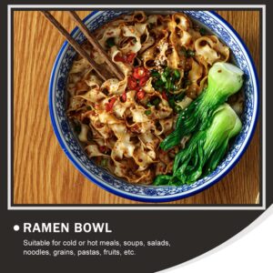 DOITOOL Ceramic Ramen Bowl Blue and White Porcelain Bowl Noodle Serving Bowls Kitchen Deep Soup Pho Bowls Salad Bowls for Ramen Pasta Cereal Dessert 8inch