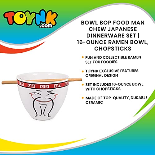 Bowl Bop Food Man Chew Japanese Dinnerware Set | 16-Ounce Ramen Bowl, Chopsticks