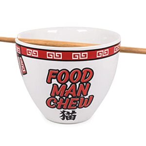 Bowl Bop Food Man Chew Japanese Dinnerware Set | 16-Ounce Ramen Bowl, Chopsticks