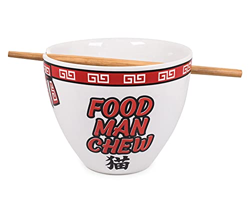 Bowl Bop Food Man Chew Japanese Dinnerware Set | 16-Ounce Ramen Bowl, Chopsticks