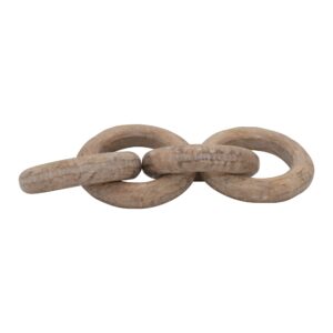 creative co-op mango wood carved chain, 4 rings décor, natural