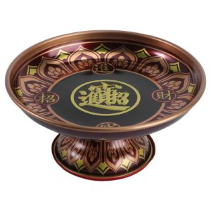 doitool 1pc fortuna fruit plate offering pedestal brass tray buddha altar amulet sacrifice tray holy water bowl bandejas para comida creative food tray tinplate chinese style thailand