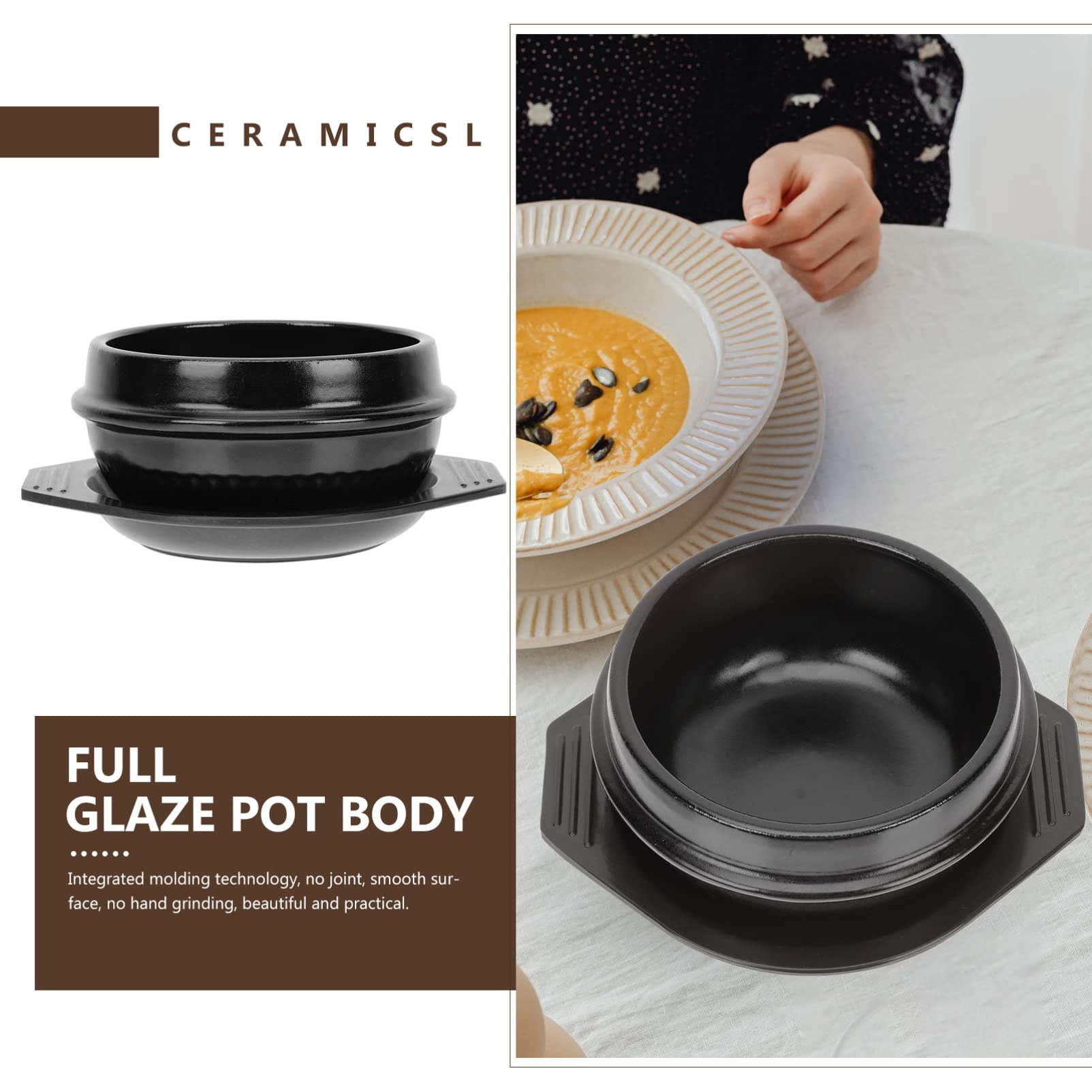 Ramen Bowl Ramen Bowl Korean Ramen Pot Korean Ceramic Cooking Bowl: Korean Cooking Pot with Tray Dolsot Sizzling Hot Pot Home Kitchen Cookware for Bibimbap Soup Bowl Stoneware Clay Soup Pot