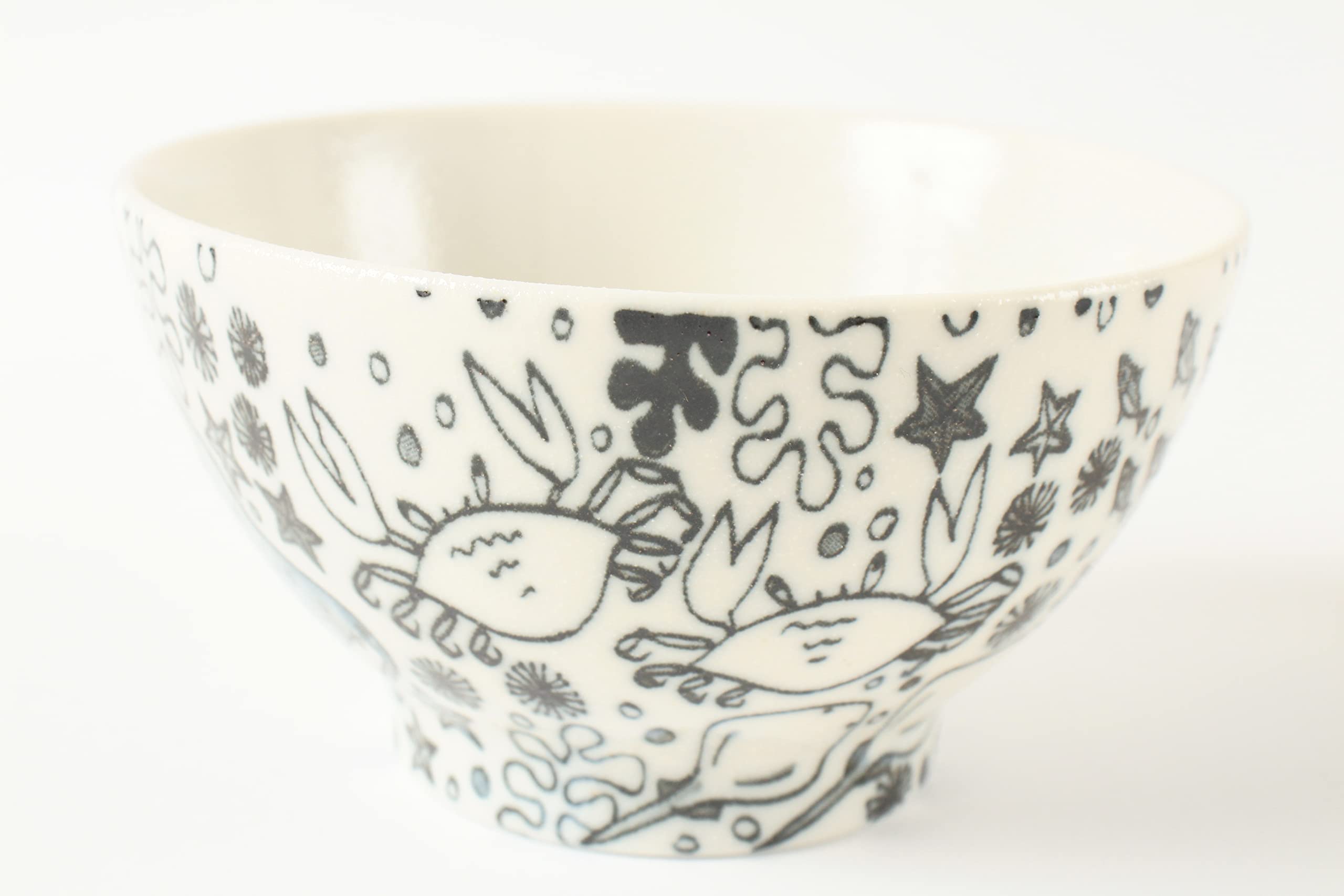 Mino ware Japanese Ceramics Rice Bowl Sea Creatures Matte Finish made in Japan (Japan Import) GBC003