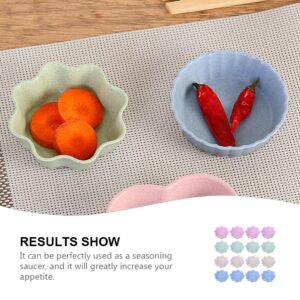 Hemoton 16pcs Nuts Bbq Cream Dishes Wheat Mini Server Side Kitchen Food Ramekin Seasoning Flower Serving Restaurant Dessert Straw Sauce Soy Colors Dry Mixed Color Appetizer Bowl Stalk for