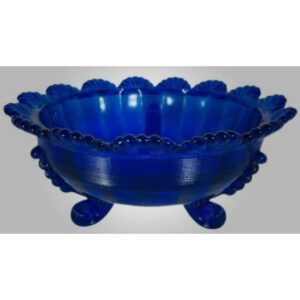 3 footed fruit bowl - american made - mosser glass (cobalt blue)
