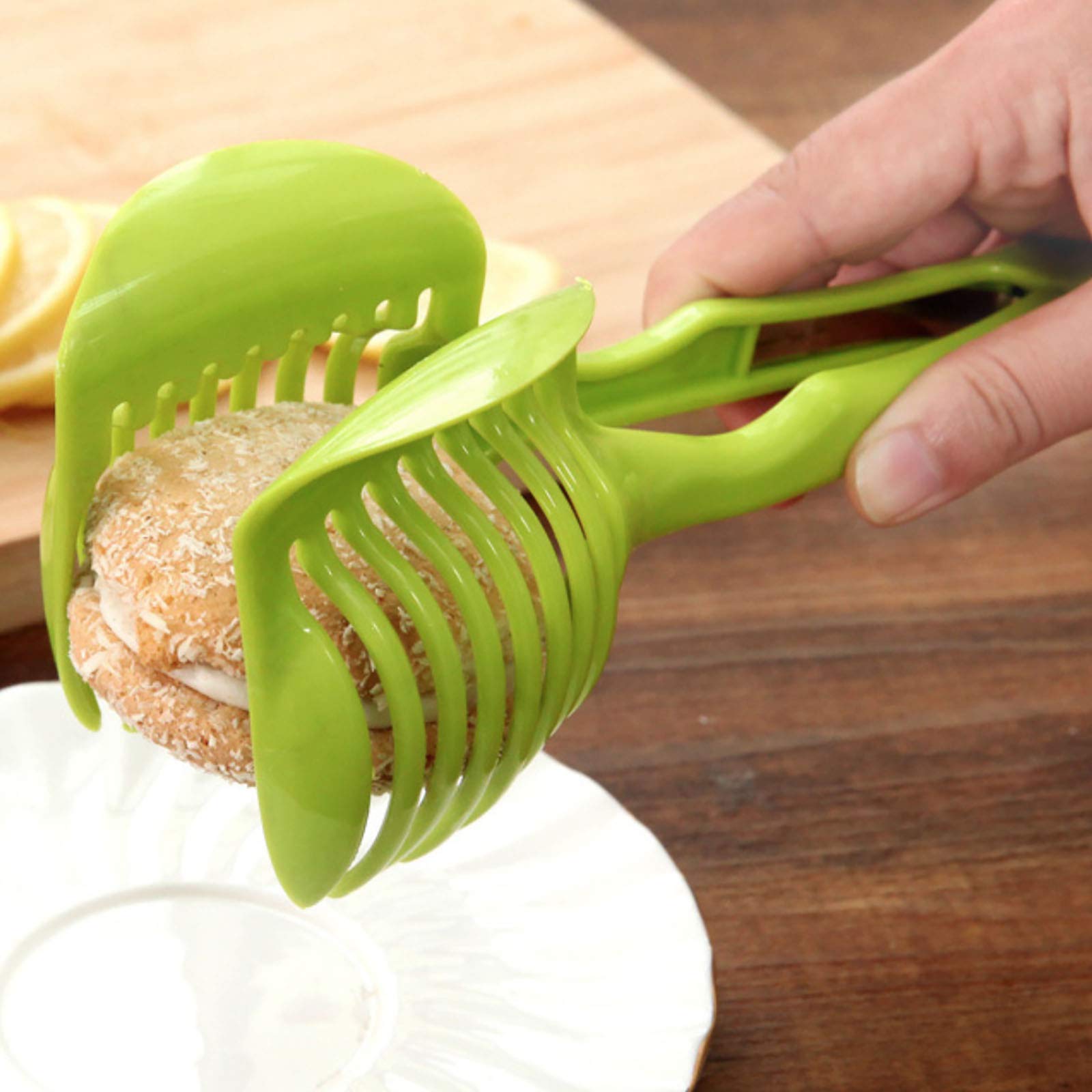 ACBAC Slicers Hand Cut Fruit Clip, Fast Fruit Vegetable Salad Chopper Bowl Fresh Salad Slicer, Green, One Size