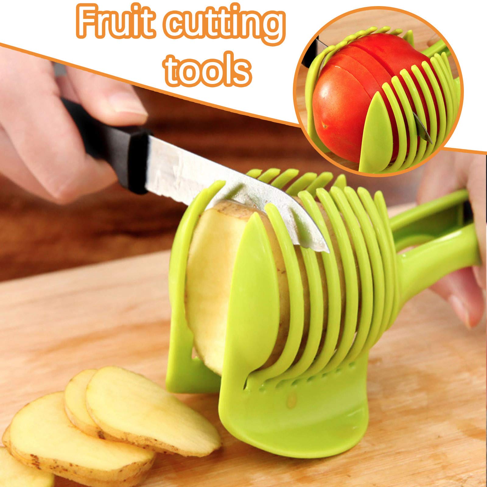 ACBAC Slicers Hand Cut Fruit Clip, Fast Fruit Vegetable Salad Chopper Bowl Fresh Salad Slicer, Green, One Size