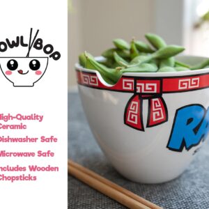 Boom Trendz Bowl Bop Ramen Sister Nun Japanese Ceramic Dinnerware Set | Includes 16-Ounce Noodle and Wooden Chopsticks Asian Food Dish For Home & Kitchen Funny Religious Gift, Snack Collectible, Red