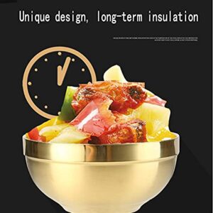 【XMJRL】304 food grade Insulated bowl Stainless steel bowl Thickened double layer Golden anti scald restaurant home children / adults (146.8cm)