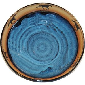 always azul pottery long tailed horse soup bowl in real blue glaze - handmade ceramic pottery bowl - handcrafted polished stoneware - unique & stylish glazed bowl, great for soup, salad, cereal & more