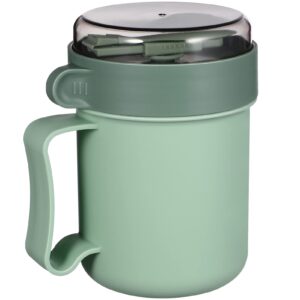 cabilock soup bowls microwave soup mug with lid and scoop portable food flasks breakfast cup food jar container for cereal oatmeal soup porridge (green) soup bowls bowl