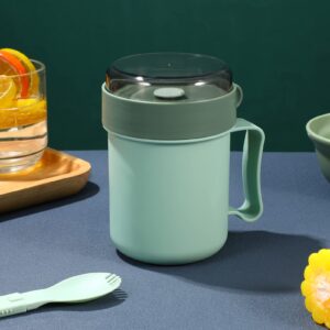 Cabilock Soup Bowls Microwave Soup Mug with Lid and Scoop Portable Food Flasks Breakfast Cup Food Jar Container for Cereal Oatmeal Soup Porridge (Green) Soup Bowls Bowl