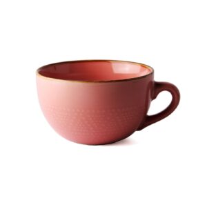 eistee cereal bowl,soup bowl,tea bowl,large soup cup ceramic breakfast bowl with handle, 700ml cereal soup bowl, pumpkin soup and salad. dishwasher, microwave and oven are safe.-red (color : red)