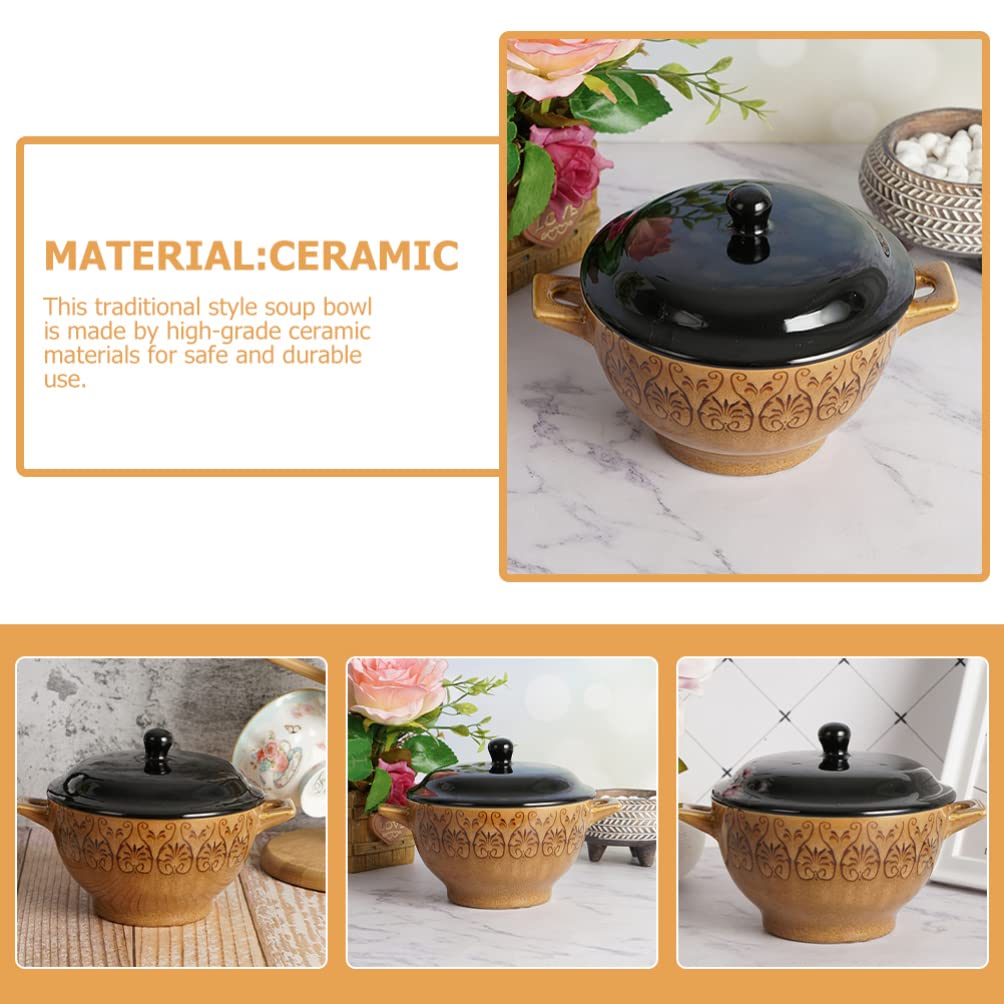 Porcelain Small Bowls with Lids Household Soup Bowl Ceramic Bowl Small Glass Bowls Kitchen Soup Bowl Sushi Rice Bowl Casserole Dish Serving Bowl Saucepan With Cover Ceramics
