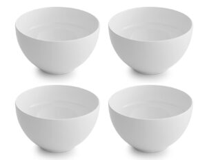nambe skye collection all-purpose ceramic bowls, white, dishwasher & microwave safe, 5.75- inch, bowls for cereal, soup, rice, pasta, salad, and oatmeal, set of 4