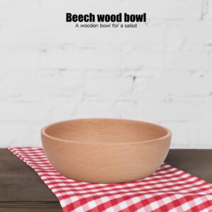 Salad Wooden Bowl, Round Household Beech Wooden Bowl Wooden Bowl for Salad Dipping Sauce Pasta Cereal(M)