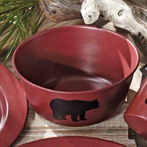 black forest decor crimson bear enamel soup bowl