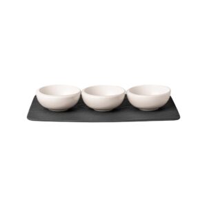 villeroy & boch - newmoon set of dip dishes, set of small bowls for dips or finger food, 4 pieces, premium porcelain, white, dishwasher safe, 10-4264-9023